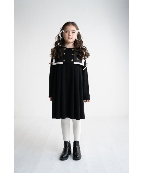 maarook(マルーク)の「ダンボールニットセーラージャンパースカート(ジャンパースカート・キッズ・ブラック・130cm/120cm/110cm/100cm)」の3枚目の写真