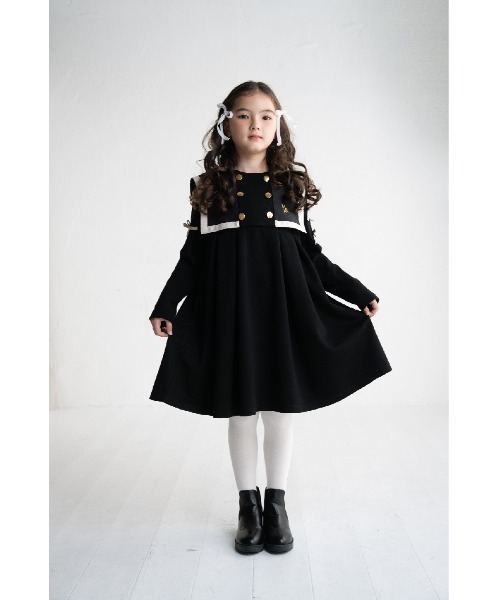 maarook(マルーク)の「ダンボールニットセーラージャンパースカート(ジャンパースカート・キッズ・ブラック・130cm/120cm/110cm/100cm)」の4枚目の写真