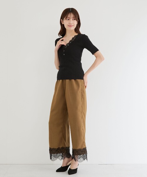 Jayro(ジャイロ)の「キーネックレース付トップス(ニット/セーター・レディース・グリーン系その他2/ホワイト系その他2/グレー/ブラック・M)」の9枚目の写真