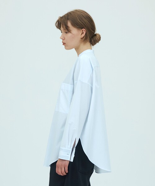 GALERIE VIE(ギャルリー ヴィー)の「コットンタイプライター バンドカラーシャツ(シャツ/ブラウス・レディース・ホワイト/ライトブルー・FREE)」の5枚目の写真