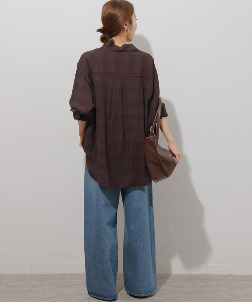 JOURNAL STANDARD relume(ジャーナルスタンダード レリューム)の「ドビーチェックシアーシャツ(シャツ/ブラウス・レディース・キャメル/ブラウン/ブルー・FREE)」の6枚目の写真