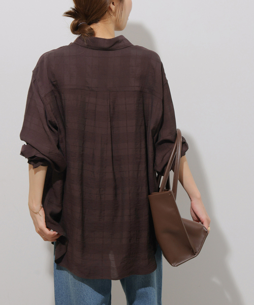 JOURNAL STANDARD relume(ジャーナルスタンダード レリューム)の「ドビーチェックシアーシャツ(シャツ/ブラウス・レディース・キャメル/ブラウン/ブルー・FREE)」の10枚目の写真