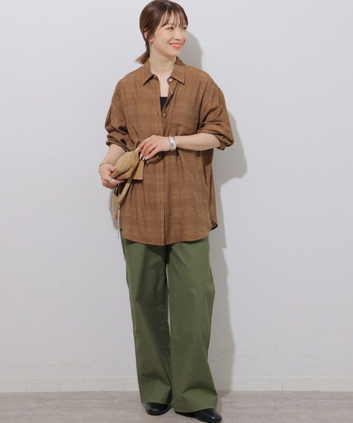 JOURNAL STANDARD relume(ジャーナルスタンダード レリューム)の「ドビーチェックシアーシャツ(シャツ/ブラウス・レディース・キャメル/ブラウン/ブルー・FREE)」の11枚目の写真