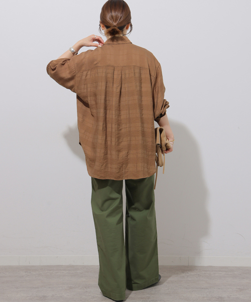 JOURNAL STANDARD relume(ジャーナルスタンダード レリューム)の「ドビーチェックシアーシャツ(シャツ/ブラウス・レディース・キャメル/ブラウン/ブルー・FREE)」の13枚目の写真