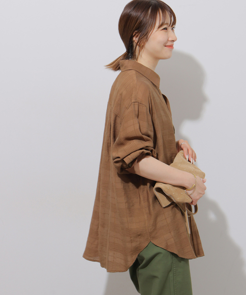 JOURNAL STANDARD relume(ジャーナルスタンダード レリューム)の「ドビーチェックシアーシャツ(シャツ/ブラウス・レディース・キャメル/ブラウン/ブルー・FREE)」の16枚目の写真