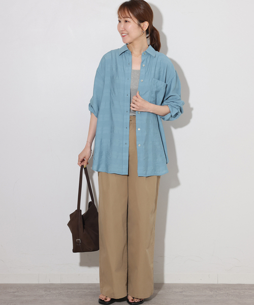 JOURNAL STANDARD relume(ジャーナルスタンダード レリューム)の「ドビーチェックシアーシャツ(シャツ/ブラウス・レディース・キャメル/ブラウン/ブルー・FREE)」の18枚目の写真