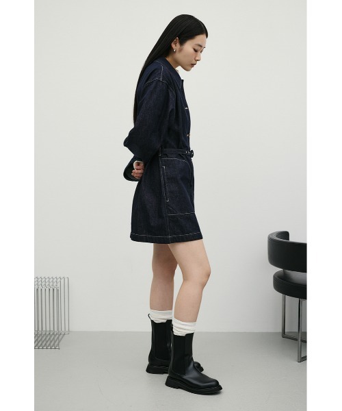 STYLEMIXER(スタイルミキサー)の「デニムカバーオールミニワンピース(ワンピース・レディース・インディゴブルー・MEDIUM/SMALL)」の3枚目の写真