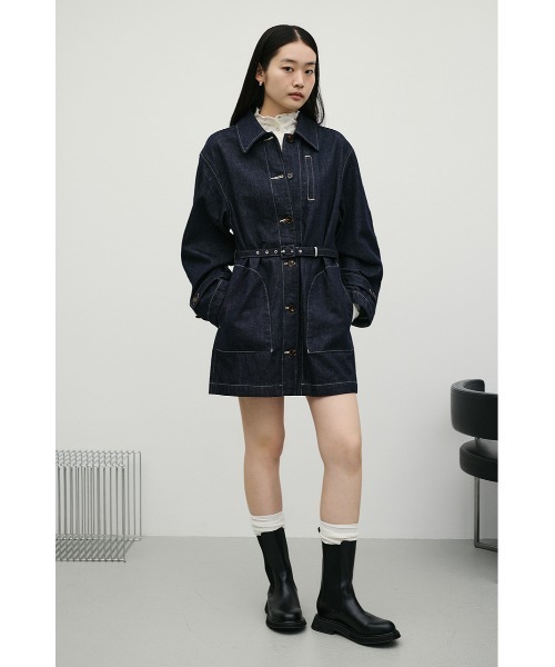 STYLEMIXER(スタイルミキサー)の「デニムカバーオールミニワンピース(ワンピース・レディース・インディゴブルー・MEDIUM/SMALL)」の4枚目の写真