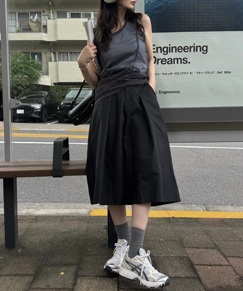 WILLFULLY（ウィルフリー）の「front tuck midi length flare PT（その他パンツ・レディース・ブルー/タン/ブラック・FREE）」の13枚目の写真