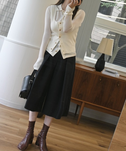 WILLFULLY（ウィルフリー）の「front tuck midi length flare PT（その他パンツ・レディース・ブルー/タン/ブラック・FREE）」の16枚目の写真