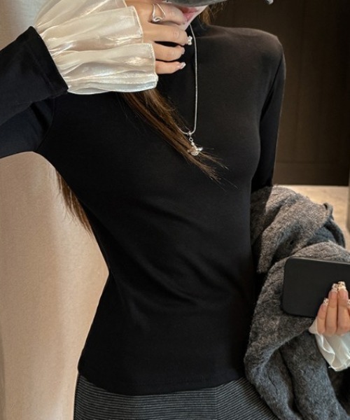 mebole(メボレ)の「ruffle sleeve top(Tシャツ/カットソー・レディース・ブラウン/ブラック/ライトグレー/ホワイト/ダークグレー・FREE)」の11枚目の写真
