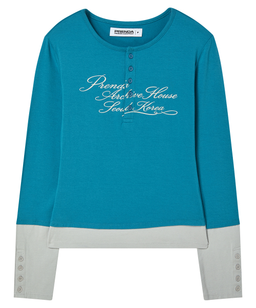 PRENDA(プレンダ)の「ARCHIVE ATELIER レイヤード長袖 アクアブルー(Tシャツ/カットソー・レディース・その他・FREE)」の5枚目の写真