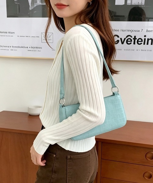 ReRe（リリ）の「リブ編みキーネックフロントボタン長袖ニット（ニット/セーター・レディース・ベージュ/グレイッシュベージュ/ブルー/ブラック/パープル/ホワイト・FREE）」の13枚目の写真