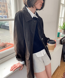 a washed leather jacket (espresso)