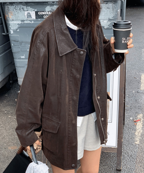 haag(ヘイグ)の「a washed leather jacket (espresso)(ライダースジャケット・レディース・その他・FREE)」の13枚目の写真