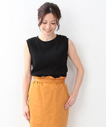 Demi-Luxe BEAMS | Demi-Luxe BEAMS / ワイドリブ ノースリーブプルオーバー(Tシャツ/カットソー)