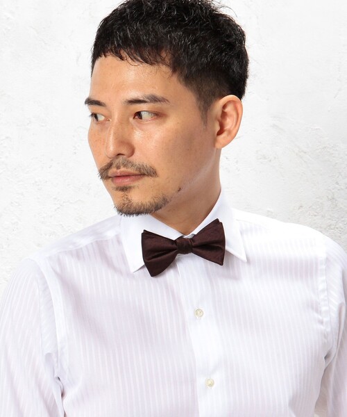 green label relaxing（グリーンレーベルリラクシング）の「ミニ ヘリンボーン ソリッド ボウタイ 蝶ネクタイ（蝶ネクタイ・メンズ・シルバー/ダークブラウン/ゴールド・FREE）」の6枚目の写真