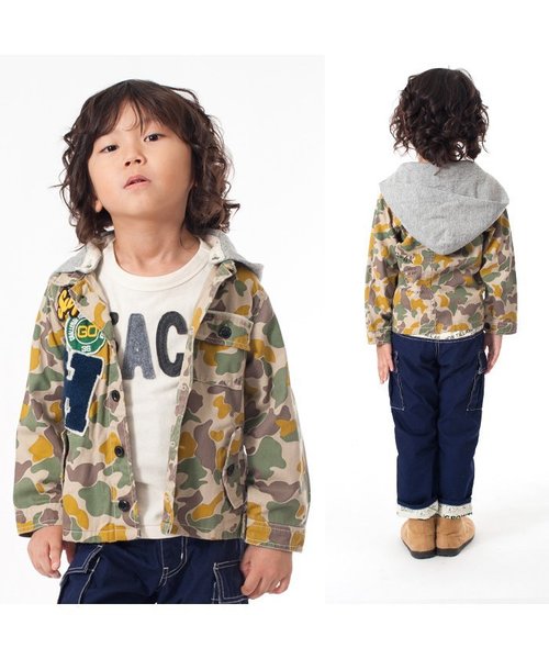 BREEZE（ブリーズ）の「フード付ワークジャケット（シャツ/ブラウス・キッズ・ベージュ/インディゴブルー/カーキ・80/90/130/140/100/120/95/110）」の5枚目の写真