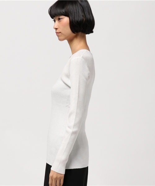 laboratory work(ラボラトリーワーク)の「リヨセル混リブVネックプルオーバー(ニット/セーター・レディース・オフホワイト/杢グレー/グレー系その他/ホワイト系その他/キャメル/ブラック・MEDIUM)」の12枚目の写真