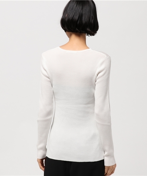 laboratory work(ラボラトリーワーク)の「リヨセル混リブVネックプルオーバー(ニット/セーター・レディース・オフホワイト/杢グレー/グレー系その他/ホワイト系その他/キャメル/ブラック・MEDIUM)」の13枚目の写真