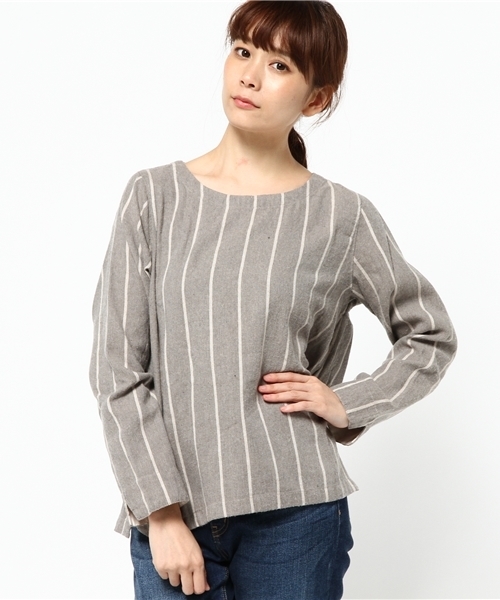 LBC（エルビーシー）の「Eコットンソフトネルストライプブラウス（シャツ/ブラウス・レディース・オフホワイト/ライトグレー・MEDIUM/LARGE）」の12枚目の写真