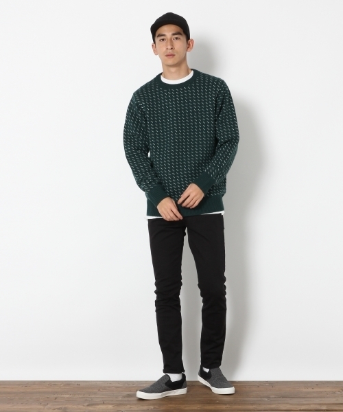 RAGEBLUE（レイジブルー）の「柄ジャガードニットクルー/737615（ニット/セーター・メンズ・ブラック/レッド/グリーン・MEDIUM/LARGE）」の8枚目の写真