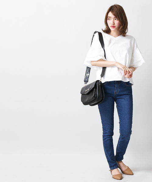 WEGO(ウィゴー)の「WEGO/ティアードラッフルスリーブカットソー(Tシャツ/カットソー・レディース・ブラック/ホワイト/イエロー/レッド/オレンジ/ターコイズブルー・LARGE/MEDIUM)」の7枚目の写真