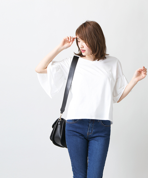 WEGO(ウィゴー)の「WEGO/ティアードラッフルスリーブカットソー(Tシャツ/カットソー・レディース・ブラック/ホワイト/イエロー/レッド/オレンジ/ターコイズブルー・LARGE/MEDIUM)」の8枚目の写真