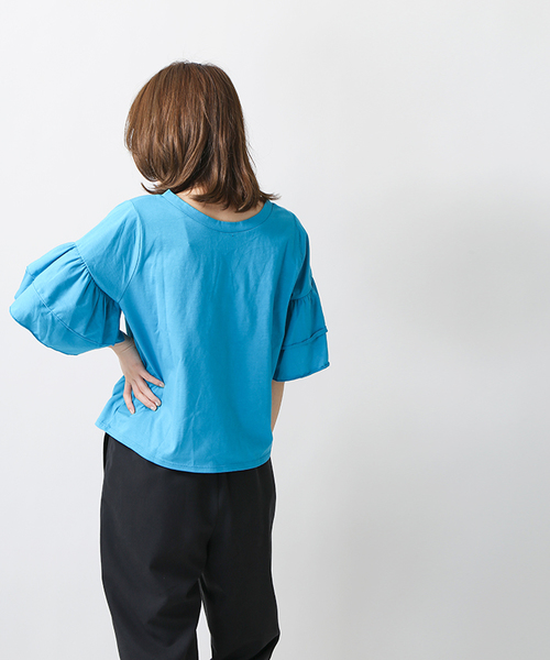 WEGO(ウィゴー)の「WEGO/ティアードラッフルスリーブカットソー(Tシャツ/カットソー・レディース・ブラック/ホワイト/イエロー/レッド/オレンジ/ターコイズブルー・LARGE/MEDIUM)」の13枚目の写真