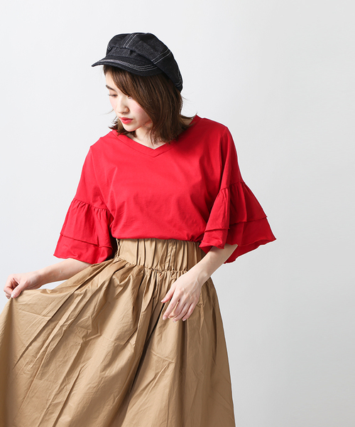 WEGO(ウィゴー)の「WEGO/ティアードラッフルスリーブカットソー(Tシャツ/カットソー・レディース・ブラック/ホワイト/イエロー/レッド/オレンジ/ターコイズブルー・LARGE/MEDIUM)」の15枚目の写真