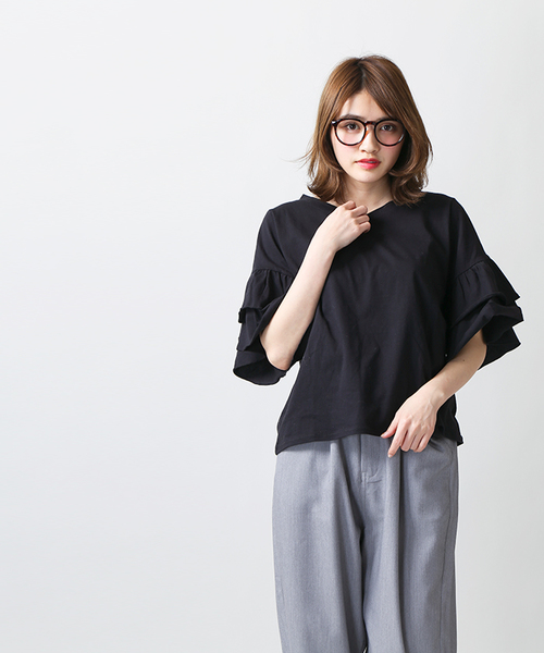 WEGO(ウィゴー)の「WEGO/ティアードラッフルスリーブカットソー(Tシャツ/カットソー・レディース・ブラック/ホワイト/イエロー/レッド/オレンジ/ターコイズブルー・LARGE/MEDIUM)」の19枚目の写真