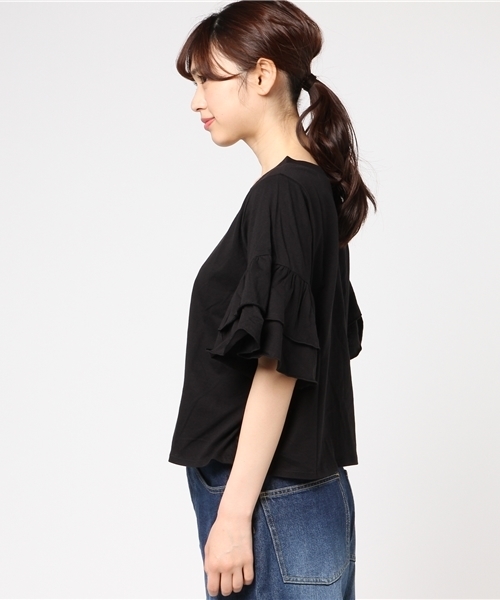 WEGO(ウィゴー)の「WEGO/ティアードラッフルスリーブカットソー(Tシャツ/カットソー・レディース・ブラック/ホワイト/イエロー/レッド/オレンジ/ターコイズブルー・LARGE/MEDIUM)」の21枚目の写真