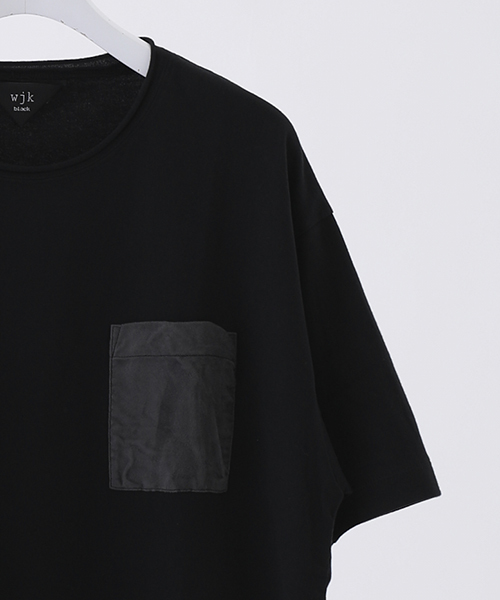 wjk black（ﾀﾞﾌﾞﾙｼﾞｪｲｹｲﾌﾞﾗｯｸ）の「【wjk black】≪STUDIOUS限定≫ガーメントダイスウェードポケットTee（Tシャツ/カットソー・メンズ・ブラック/ホワイト/ピンク・2/1/3）」の4枚目の写真