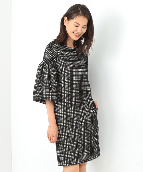 Room No 8 ルームエイト の Room No 8 チェックビッグスリーブワンピース ワンピース Wear