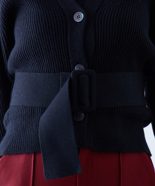 STUDIOUS（ステュディオス）の「ベルト付きドルマンニットカーディガン（カーディガン/ボレロ・レディース・グレー/ブラック/カーキ/インディゴブルー・FREE）」の16枚目の写真