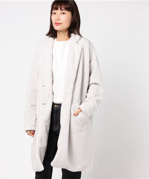 LBC（エルビーシー）の「スタンドカラーボアコート                  （その他アウター・レディース・オフホワイト/ネイビー/ブラウン・LARGE/MEDIUM）」の13枚目の写真