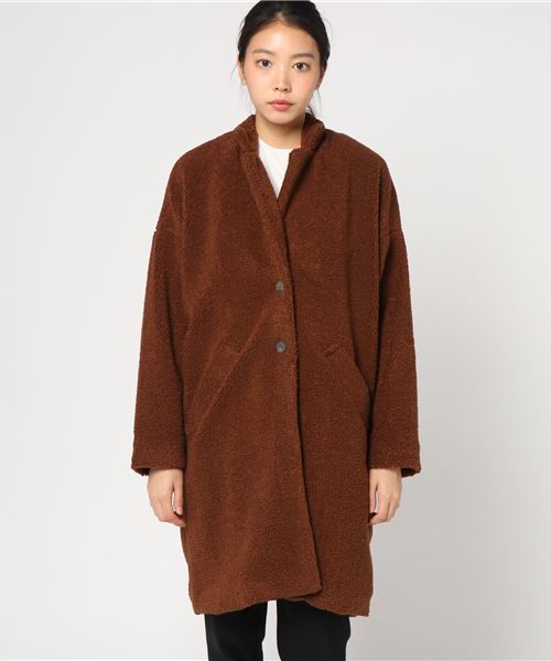 LBC（エルビーシー）の「スタンドカラーボアコート                  （その他アウター・レディース・オフホワイト/ネイビー/ブラウン・LARGE/MEDIUM）」の6枚目の写真