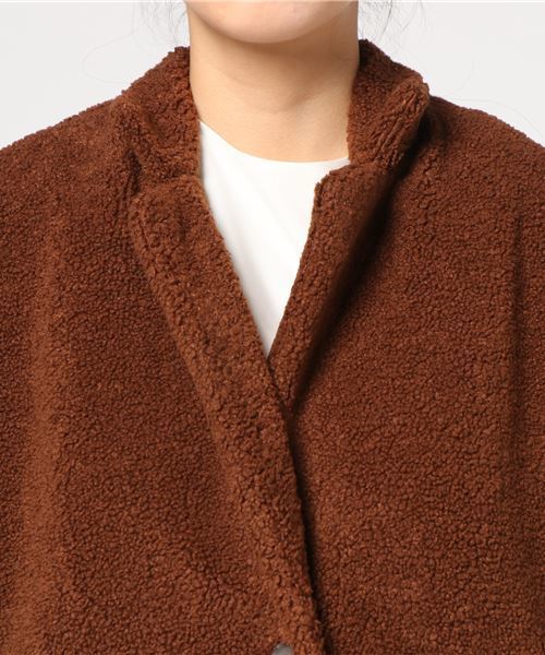 LBC（エルビーシー）の「スタンドカラーボアコート                  （その他アウター・レディース・オフホワイト/ネイビー/ブラウン・LARGE/MEDIUM）」の8枚目の写真