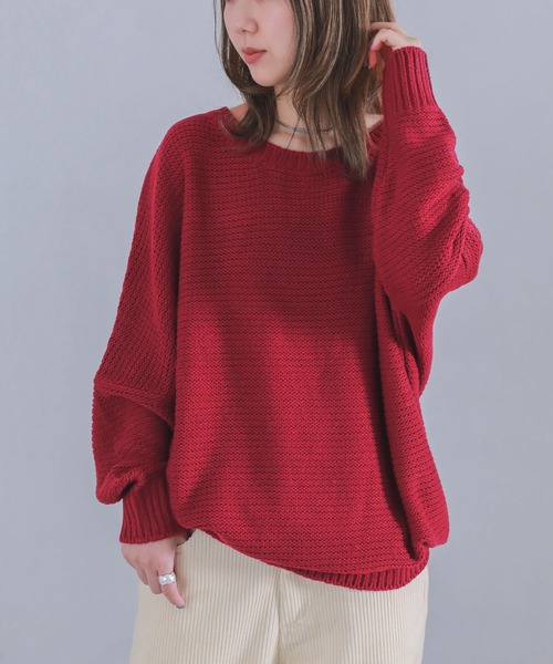 n'OrLABEL(ノアールレーベル)の「『n'Orバルキーニット』(ニット/セーター)」|レッド