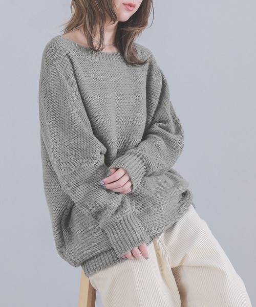 n'OrLABEL(ノアールレーベル)の「『バルキーニット』(ニット/セーター・レディース・イエロー/レッド/ブラック/カーキ/ネイビー/グレー/コーラルピンク/アイボリー/グリーン/モカ/パープル系その他・2/1)」の1枚目の写真