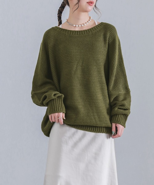 n'OrLABEL(ノアールレーベル)の「『バルキーニット』(ニット/セーター・レディース・イエロー/レッド/ブラック/カーキ/ネイビー/グレー/コーラルピンク/アイボリー/グリーン/モカ/パープル系その他・2/1)」の5枚目の写真