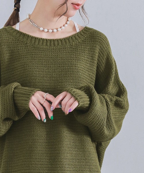 n'OrLABEL(ノアールレーベル)の「『バルキーニット』(ニット/セーター・レディース・イエロー/レッド/ブラック/カーキ/ネイビー/グレー/コーラルピンク/アイボリー/グリーン/モカ/パープル系その他・2/1)」の16枚目の写真