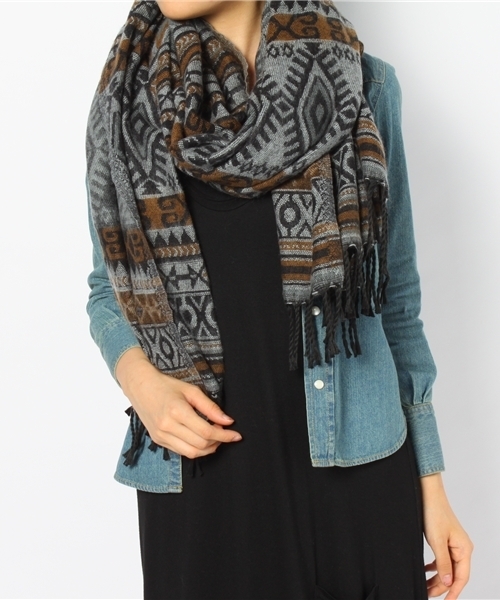 And A（アンドエー）の「イーリーストール（ストール/ショール・レディース・グレー/ブラウン/パープル・FREE）」の6枚目の写真