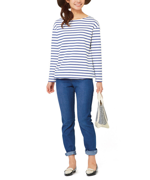 IEDIT(イディット)の「リブ イン コンフォート オールマイティーに合わせやすい ゆるストレートのすっきりデニムパンツ(デニムパンツ・レディース・ライトブルー/ブルー/インディゴブルー・1/9/10/13/3/6/12/11/2/4/7/8)」の12枚目の写真