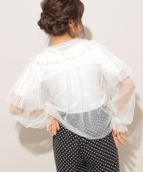 apres jour（アプレジュール）の「チュールアソートフリル襟ブラウス【ZOZOTOWN限定アイテム】（シャツ/ブラウス・レディース・その他/オフホワイト/ホワイト・フリー）」の7枚目の写真