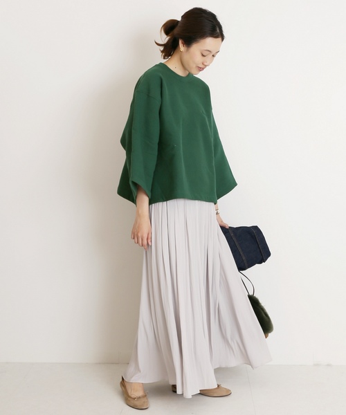 SLOBE IENA（スローブイエナ）の「CAMBER×SLOBE別注 CROSSKNIT クルーネックショートスリーブスウェット◆（スウェット・レディース・グレー/カーキ/ボルドー・FREE）」の6枚目の写真