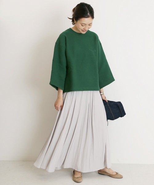 SLOBE IENA（スローブイエナ）の「CAMBER×SLOBE別注 CROSSKNIT クルーネックショートスリーブスウェット◆（スウェット・レディース・グレー/カーキ/ボルドー・FREE）」の7枚目の写真