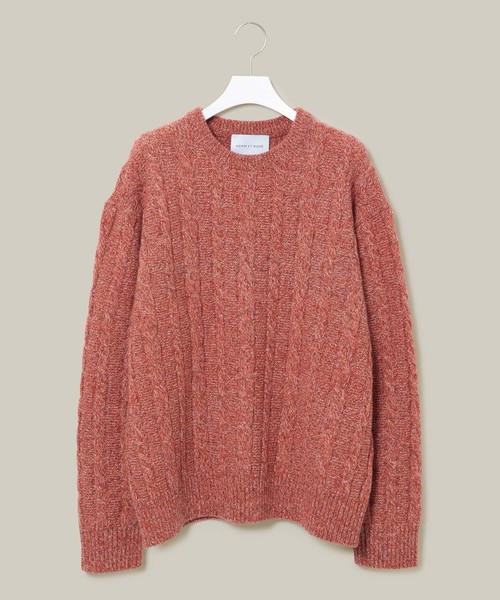 ADAM ET ROPE'（アダムエロペ）の「ウール杢ケーブルクルーネックプルオーバー（ニット/セーター・メンズ・モスグリーン/ブラック系その他2/オレンジ系その他2・M/L）」の15枚目の写真