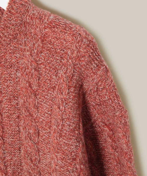 ADAM ET ROPE'（アダムエロペ）の「ウール杢ケーブルクルーネックプルオーバー（ニット/セーター・メンズ・モスグリーン/ブラック系その他2/オレンジ系その他2・M/L）」の7枚目の写真