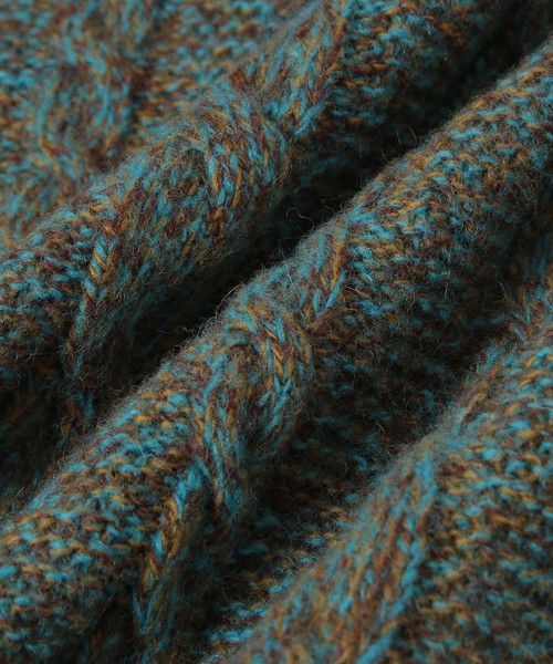 ADAM ET ROPE'（アダムエロペ）の「ウール杢ケーブルクルーネックプルオーバー（ニット/セーター・メンズ・モスグリーン/ブラック系その他2/オレンジ系その他2・M/L）」の6枚目の写真